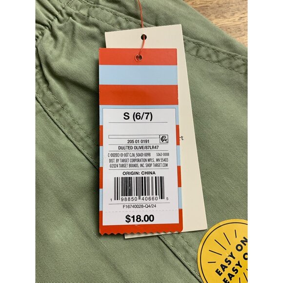 Cat & Jack Kids Green Cargo Jogger Pants Elastic Waist Drawstring Pockets Small - Picture 8 of 10